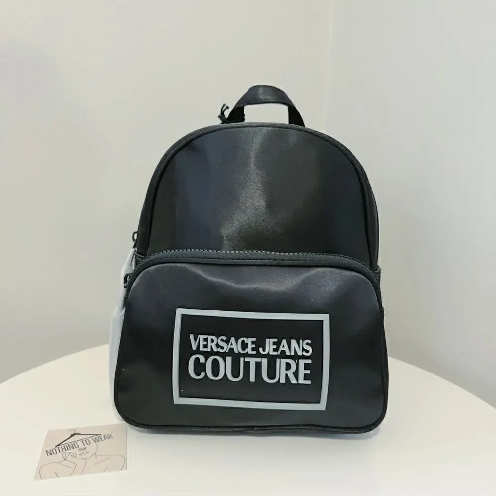⭕️ VERSACE JEANS Backpack Black Nylon Designer Logo